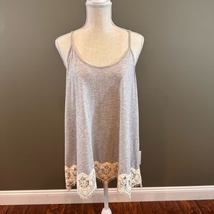 Rewind Gray With Lace Trim Top Size XL